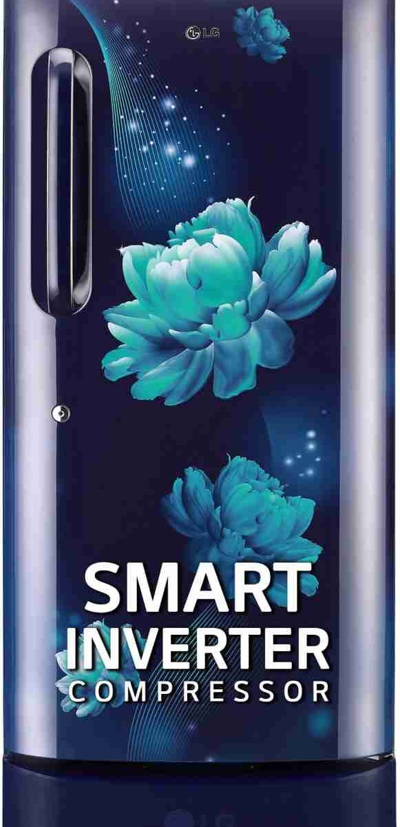 LG 185 L 5 Star Inverter Direct-Cool Single Door Refrigerator (GL-D201ABEU, Blue Euphoria, Base stand with drawer